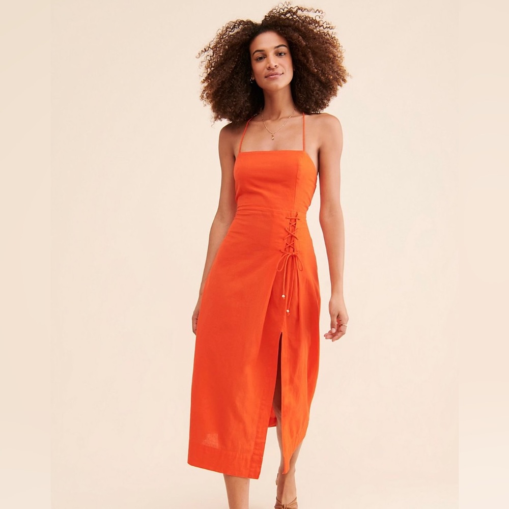 Free people orange midi dress